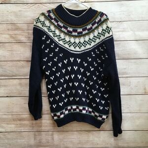 VINTAGE HUNTINGTON RIDGE SKI STYLE SWEATER IN NAVY BLUE‎